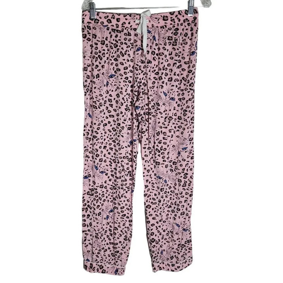 Joyaria Cat Pajama Set Women's Size Medium Pink Leopard PJs Sleepwear Pants Top - Picture 6 of 12